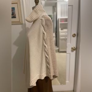 J. Mclaughlin Kaya cream off white and tan cashmere wool blend poncho. One size.